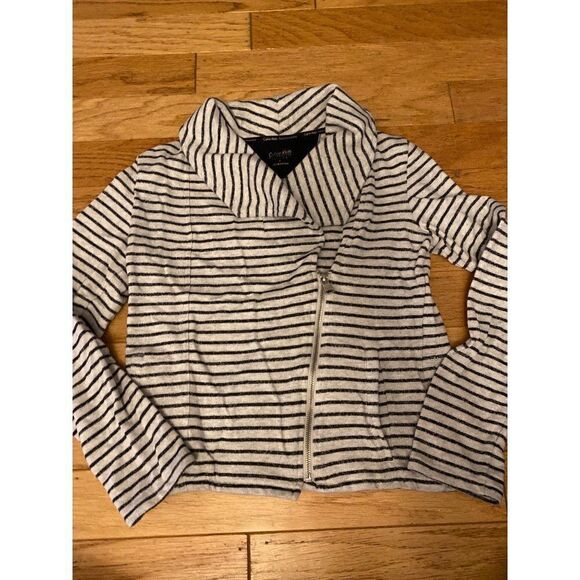 Calvin Klein Performance, women's black striped asymmetrical zipped jacket sz sm - Picture 1 of 9